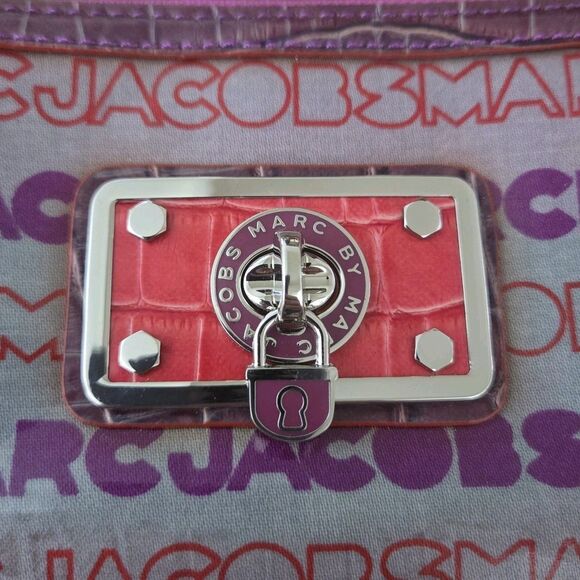 Marc by Marc Jacobs Continental Zip Around Wallet with Logo Lock Purple Red - Picture 2 of 13
